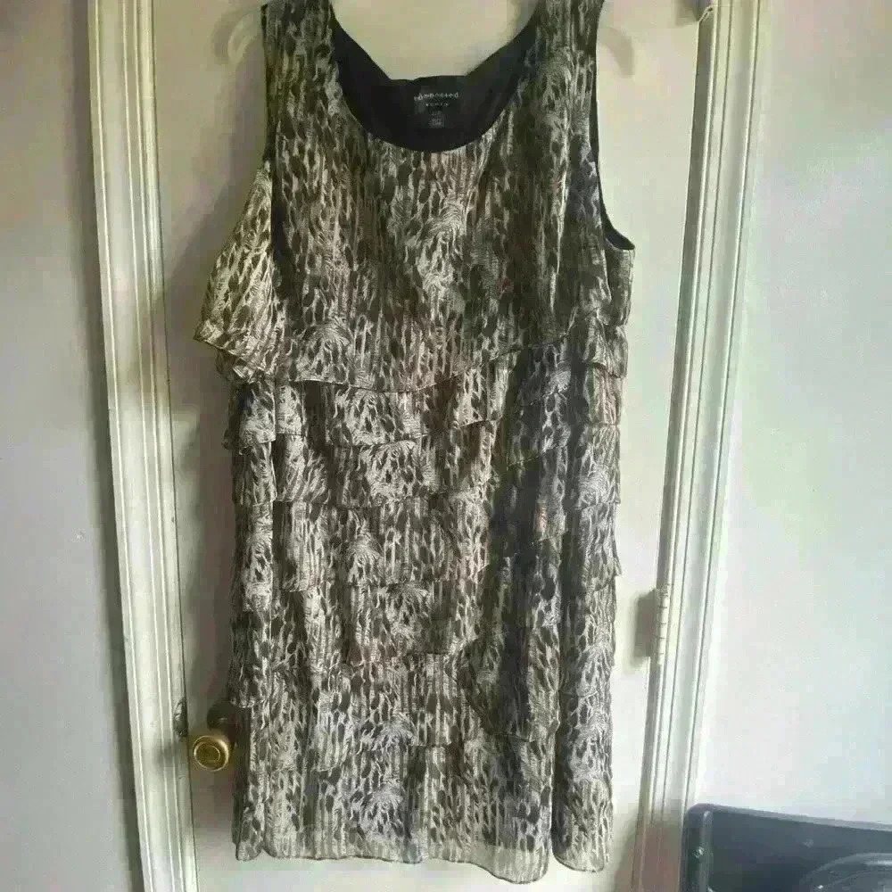 Connected.  Size 22W. Flapper.  Semi Sheer Lined Tiered‎ Dress. Sleeveless.